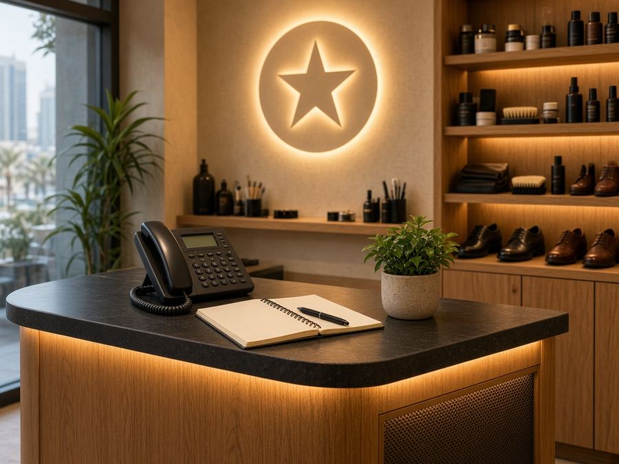 Contact desk at Glowstar Shoe Repair in Doha